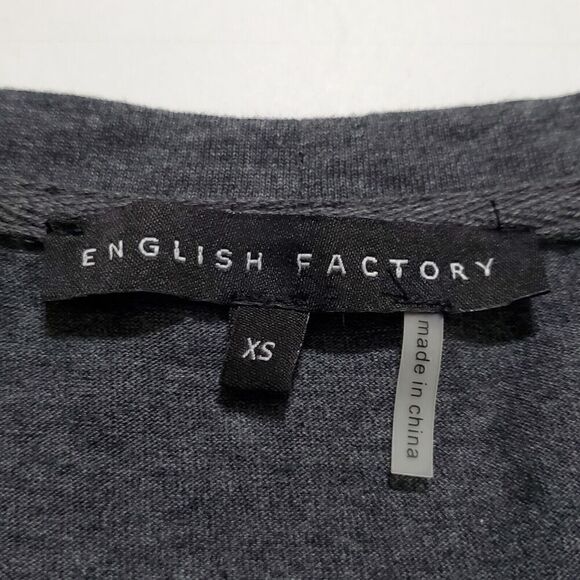 English Factory Pleated Puff Sleeve Top Blouse Size XS Gray Womens - Picture 8 of 9